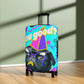 Travel in style with our fun "pug: You good?/bye" luggage cover.