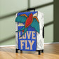 Travel in style with our fun "sparrow love" luggage cover.