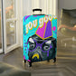 Travel in style with our fun "pug: You good?/bye" luggage cover.