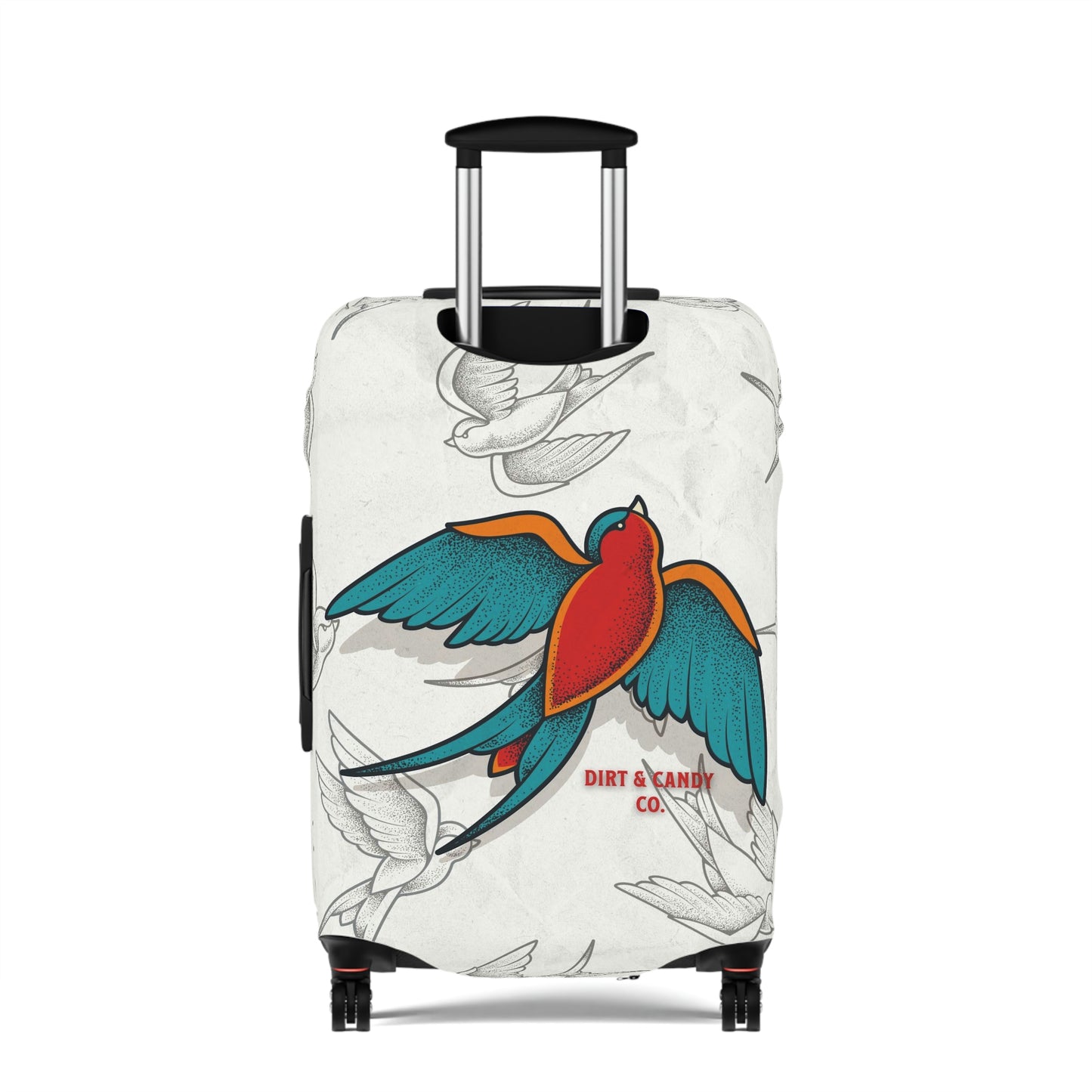 Travel in style with our fun "sparrow love" luggage cover.