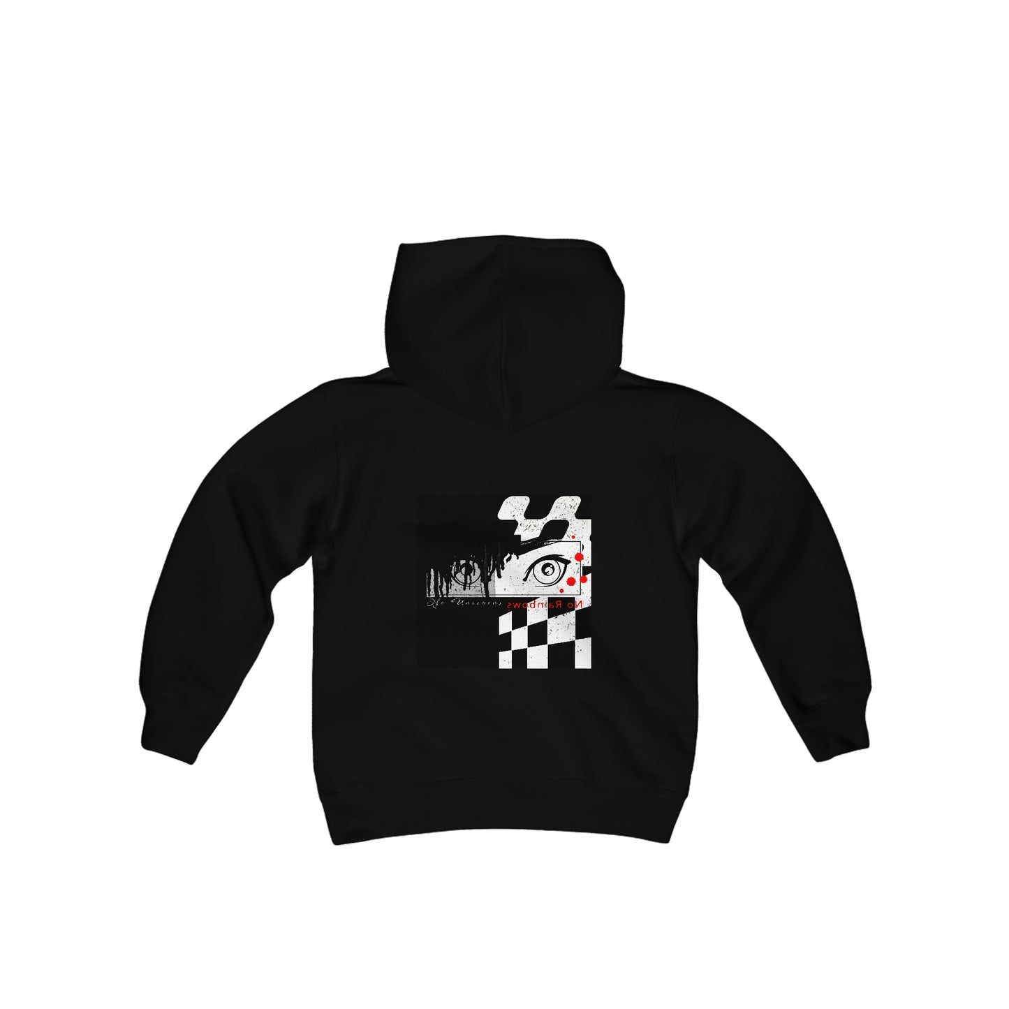 Dirt and Candy Anime Eyes Hoodie: No Unicorns, No Rainbows; Youth Heavy Blend Hooded Sweatshirt