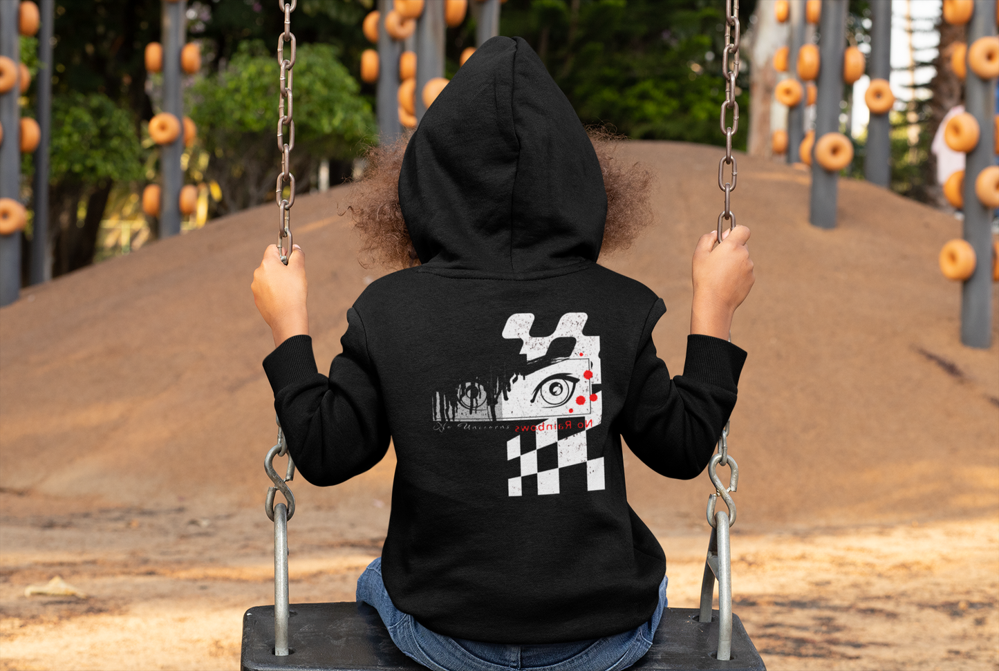 Dirt and Candy Anime Eyes Hoodie: No Unicorns, No Rainbows; Youth Heavy Blend Hooded Sweatshirt