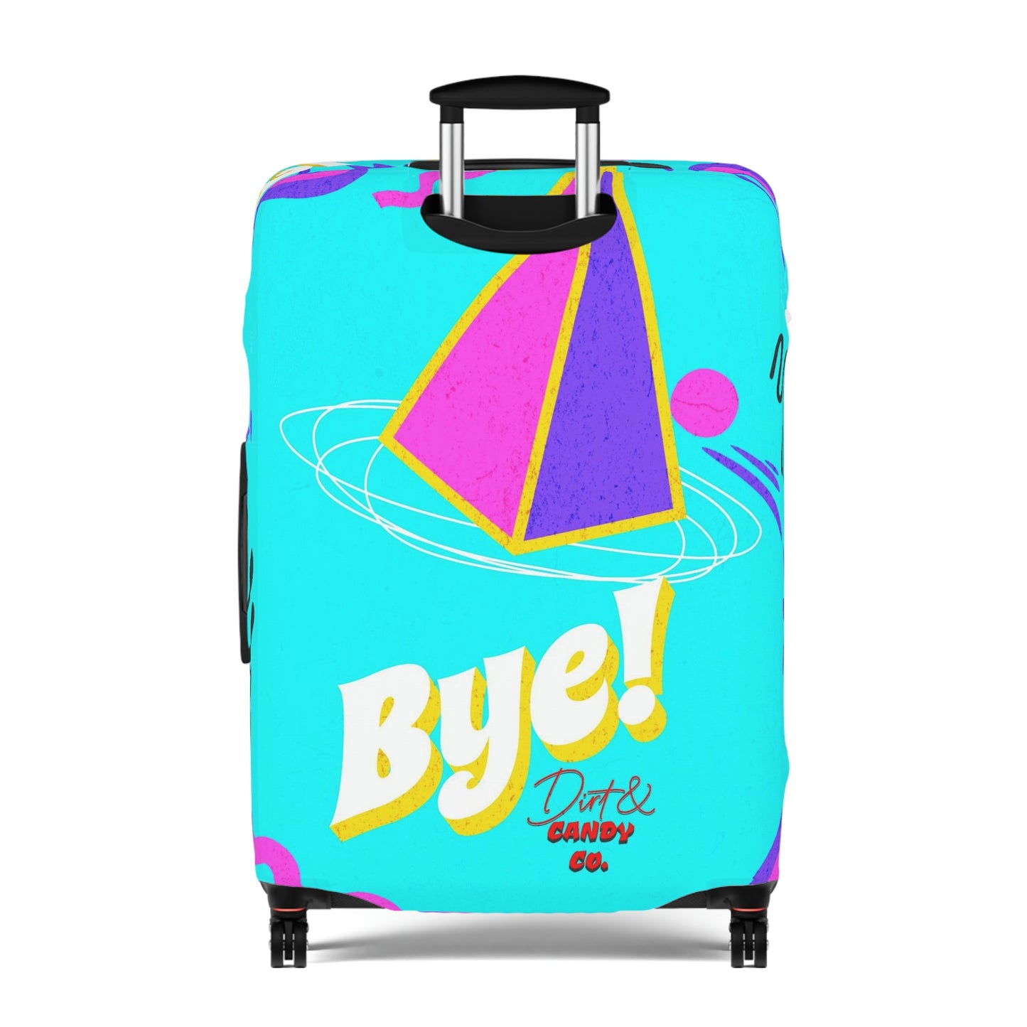 Travel in style with our fun "pug: You good?/bye" luggage cover.
